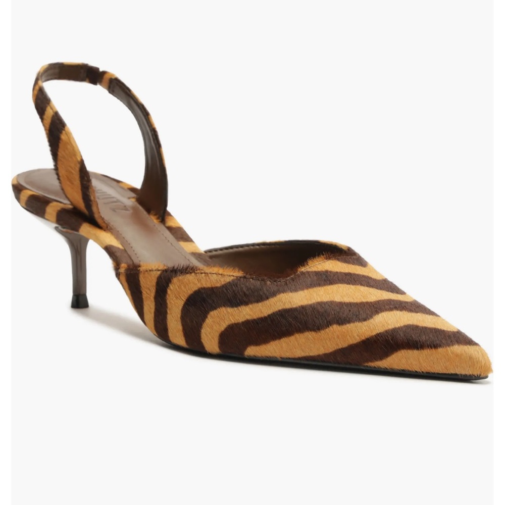 SCHUTZ Animal Print Slingback Heels